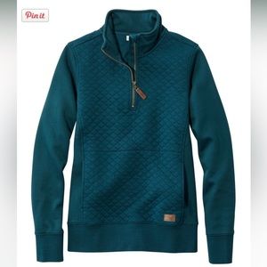 LL Bean Quilted quarter-zip pullover sweatshirt M, NWOT